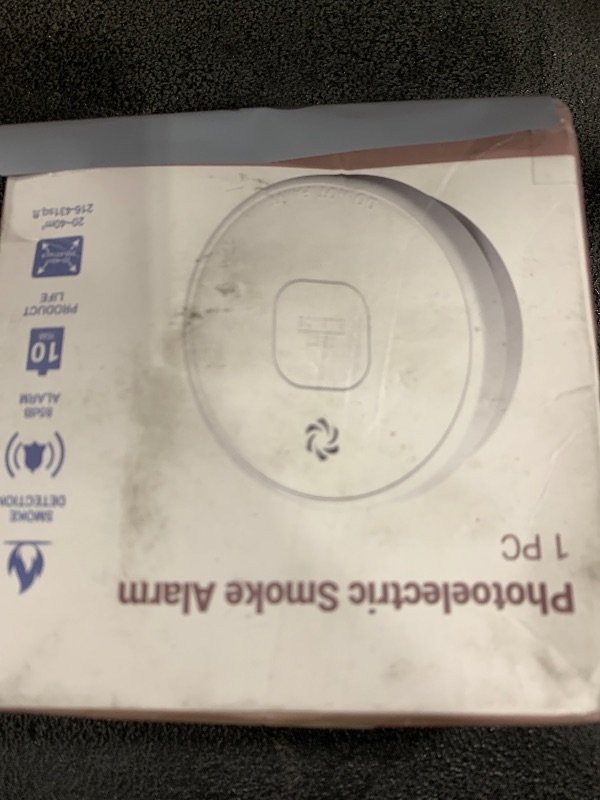 Photo 1 of Detector, 10-Year Smoke Alarm with Photoelectric Sensor and Built-in 3V Lithum Battery, Fire Alarm with Test Button and Low Battery Warning, Fire Safety for Home,1 Pack
