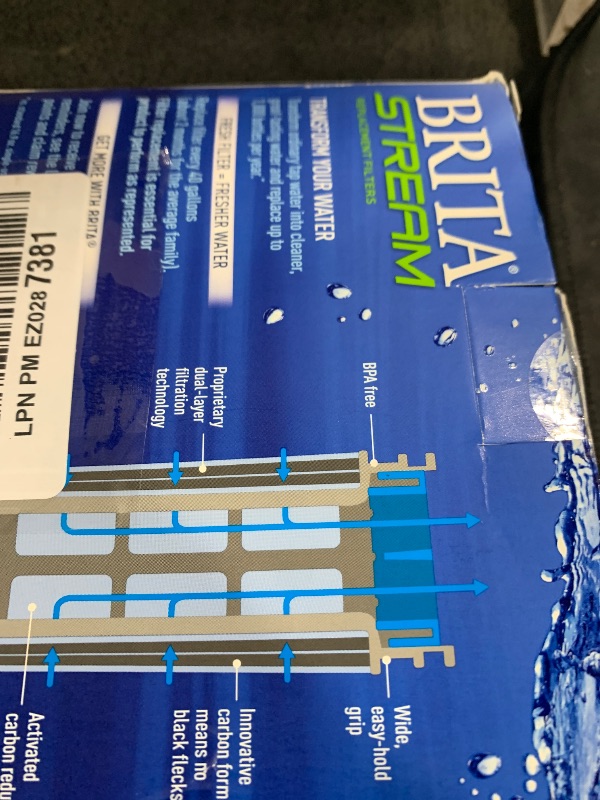Photo 1 of Brita Stream Pitcher Water Filter for Pitchers and Dispensers, BPA-Free, Replaces 1,800 Plastic Water Bottles a Year, Lasts Two Months or 40 Gallons, Includes 3 Filters