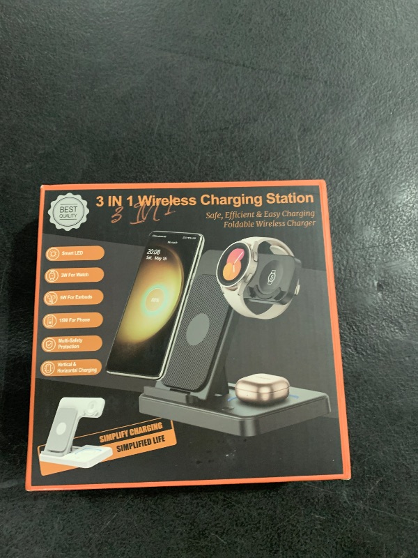 Photo 1 of GEEKERA Wireless Charger for Samsung, 3 in 1 Foldable Wireless Charging Station for Samsung Galaxy S24 Ultra Plus S23 S22 S21 S20, Z Flip/Fold 5 4 3, Watch 6 5 4 3 Active, Buds 2 Pro/Live, Android