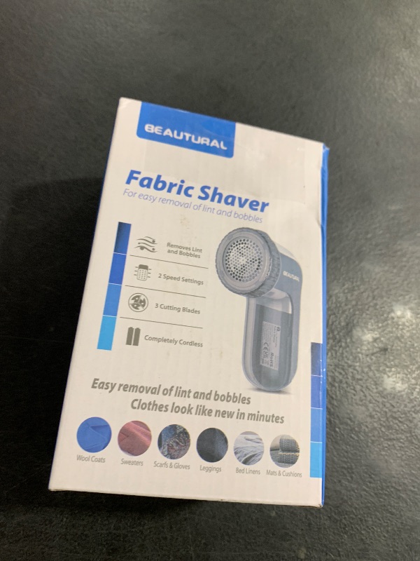 Photo 1 of BEAUTURAL Fabric Shaver and Lint Remover, Sweater Defuzzer with 2-Speeds, 2 Replaceable Stainless Steel Blades, Battery Operated, Remove Clothes Fuzz, Lint Balls, Pills, Bobbles Gray