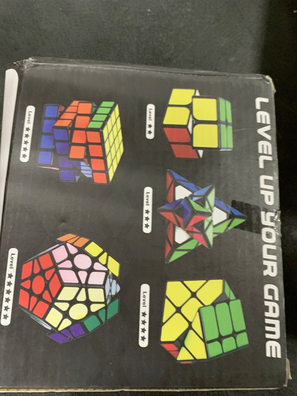 Photo 1 of AuntyFey 5 Pack Magic Speed Cube Set - 2x2, 3x3, 4x4, Triangle Megaminx Speed Cubes for Kids & Adults