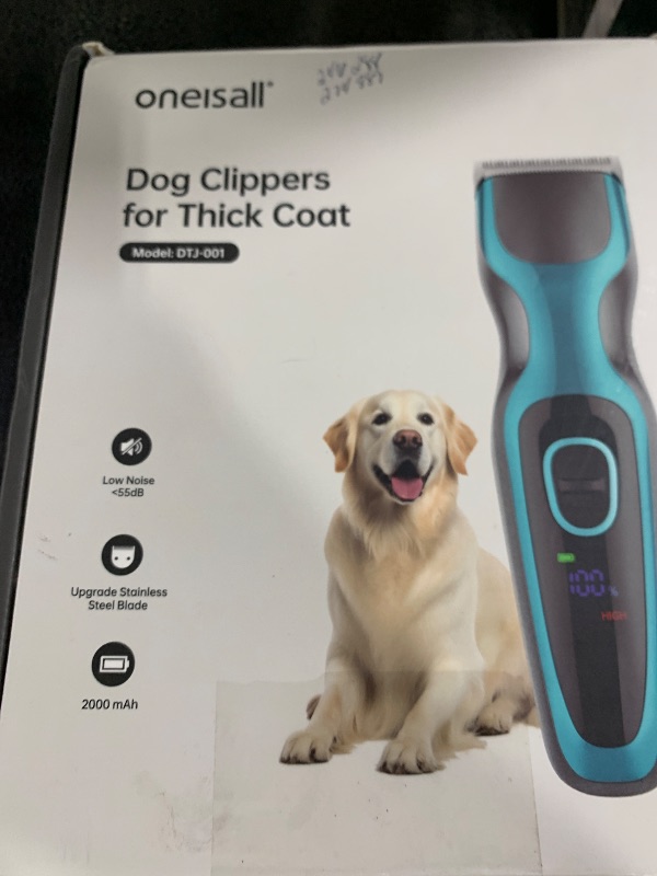 Photo 1 of Oneisall Dog Clippers for Grooming - 2-Speed Super Power, 50dB Quiet Rechargeable Cordless Trimmer With Detachable Stainless Steel Blade for Small & Large Dogs With Thick Coats