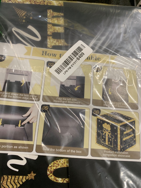 Photo 1 of Kircirx 3pcs Going Away Party Decorations Boxes for Men Women, Black Gold Farewell Decorations Party Supplies Good Luck We Will Miss You Retirement Goodbye Cardboard Box Gifts