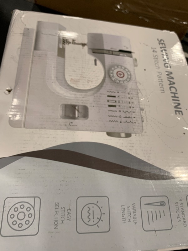 Photo 1 of Dechow Sewing Machine for Beginners, Electric Mini Portable, 14 Built-in Stitches with Reverse Sewing, 2 Speeds Double Thread with Foot Pedal, Storage Bag, Cotton Fabric and Threads- Extension Table
