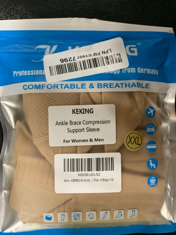 Photo 1 of KEKING Ankle Compression Sleeve - 20-30mmhg Open Toe Compression Socks for Swelling, Plantar Fasciitis, Sprain, Neuropathy - Brace for Women and Men