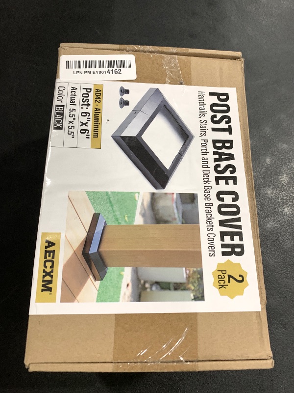 Photo 1 of AECXM 2Pack 6"x6" Aluminum Deck Post Base Cover, Split Post Cover Skirts for Deck Railings?Stairs?Porches Black