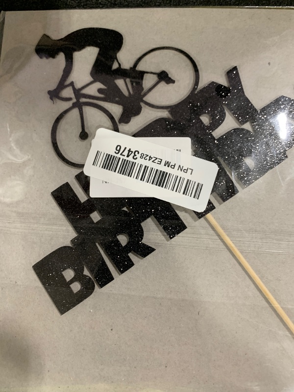 Photo 1 of Anxdh Black Flash Happy Birthday Cake Topper, Birthday Party Cake Decoration, Sports Themed Cake Topper (Bicycle)