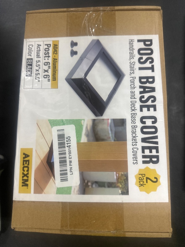 Photo 1 of AECXM 2Pack 6"x6" Aluminum Deck Post Base Cover, Split Post Cover Skirts for Deck Railings?Stairs?Porches Black