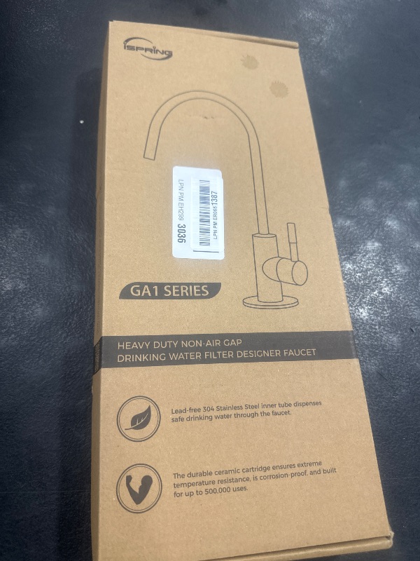 Photo 1 of iSpring GA1-BN Drinking Water RO Faucet for Kitchen Sink, Heavy-Duty Lead-Free Reverse Osmosis Faucet for RO Water Filtration System, Non-Air Gap 100% Stainless Steel RO Faucet, Brushed Nickel Finish