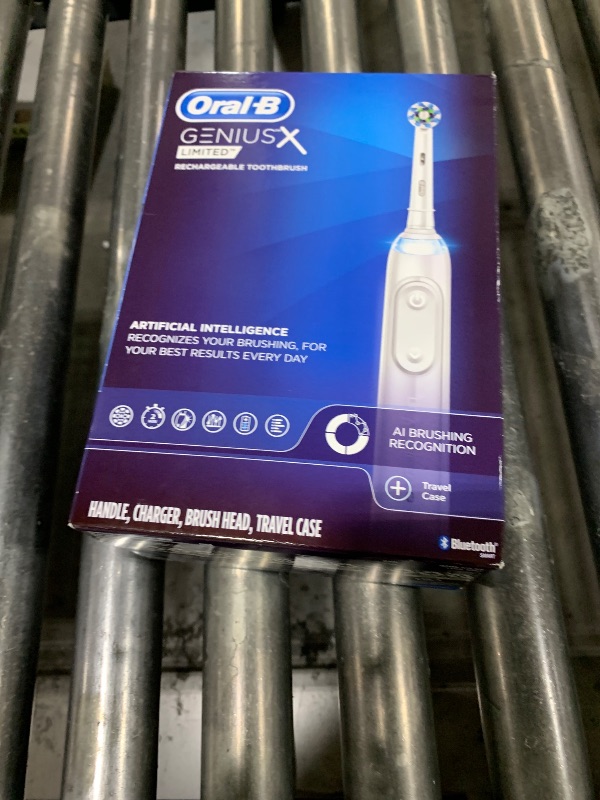 Photo 1 of Oral-B Genius X Limited Rechargeable Electric Toothbrush with 1 Replacement Brush Head, Travel Case, White