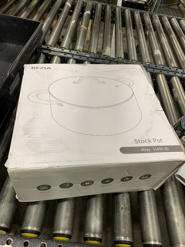Photo 1 of BEZIA 12 Quart Cooking Pot, Large Non Stick Induction Stock Pots with Lid, All Stove Compatible, 12 QT Aluminum Soup/Stew Pot For Big Gatherings, Grey