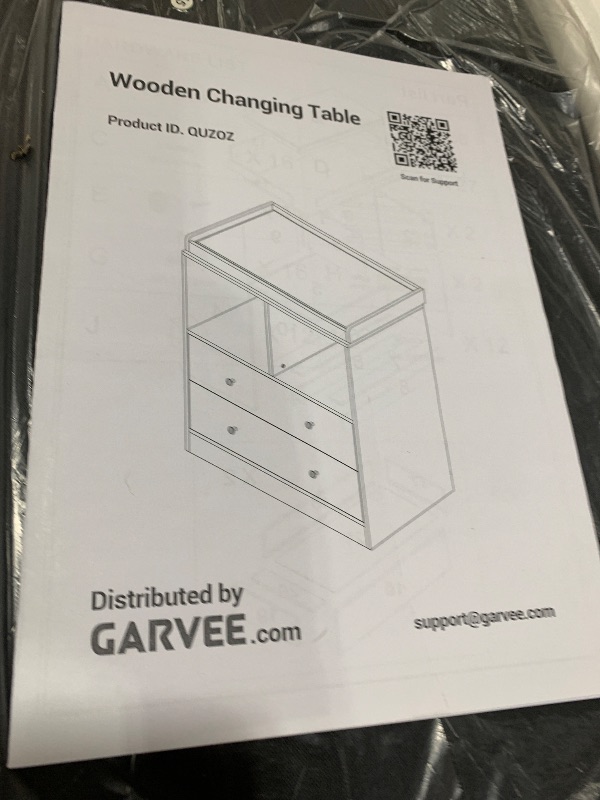 Photo 1 of GarveeHome Baby Dresser With Changing Table Top, 2 Drawer Nursery & Changing Station With Changing Pad, Sturdy Wooden Baby Changing Table Dresser for Nursery, White (31.5" W x 17.7" D x 37" H) (Black)