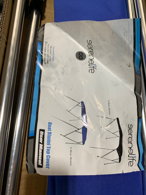 Photo 1 of  Waterproof Boat Top, 61-66"W 4 Bow, UV Resistant, Aluminum Frame, Blue 