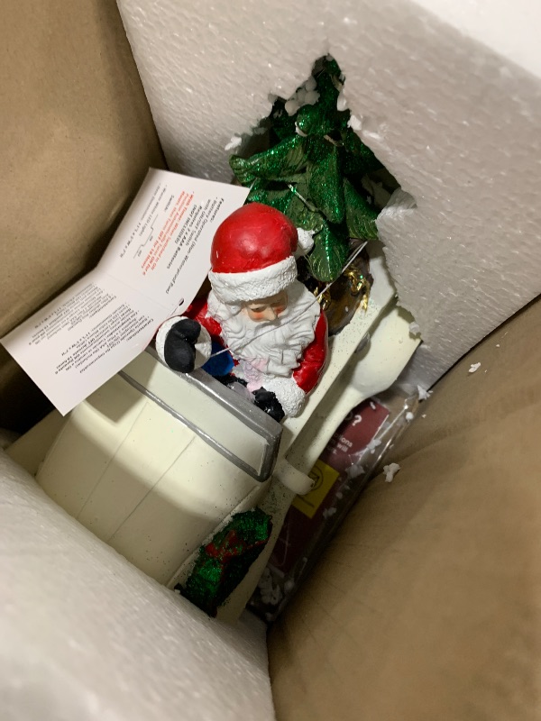 Photo 1 of Alpine Corporation Merry Christmas Santa in Vintage White Car Statue w/LEDs