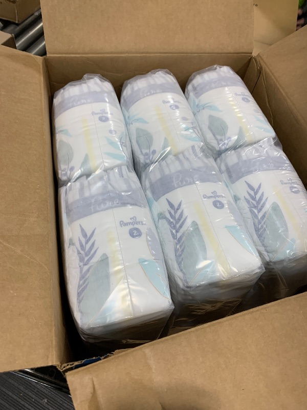 Photo 1 of Pampers Pure Protection Baby Diapers, Size 2 (12-18 lbs), 186 Count, Up to 100% Leakproof, Premium Plant-Based Skin Protection, Hypoallergenic Soft Diapers