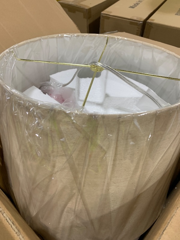 Photo 1 of  Nourison Home 23" Greyish Brown Earth Tone Rustic Farmhouse Ceramic Table Lamp for Bedroom, Living Room, Dining, Office, with Beige Linen Shade 

