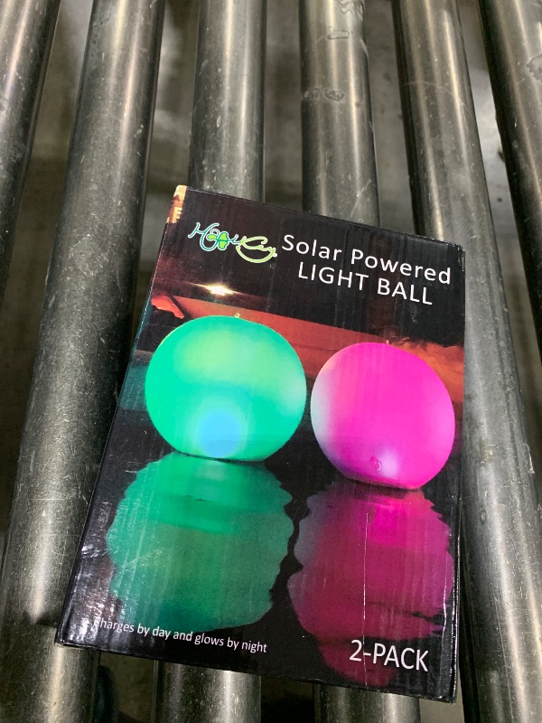 Photo 1 of HAPIKAY Solar Floating Pool Lights - Pack of 2 Solar Powered Color Changing 14-inch Balls - Float or Hang in Pool Garden Backyard Pond Party Decorations - Inflatable Wateproof