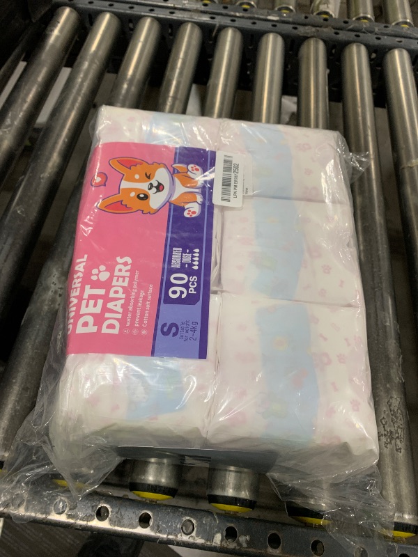 Photo 1 of Disposable Dog Diapers Female 90 Count Doggie Diapers for Female Dogs (Waist 10-16.5 in S) Super Absorbent Small Doggie Diapers for Heat Excitable Urination or Incontinence - Pink