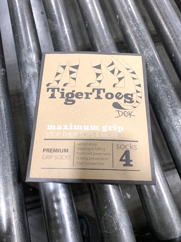 Photo 1 of DOK TigerToes Premium Non-Slip Dog Socks for Hardwood Floors - Extra-Thick Grip That Works Even When Twisted - Prevents Licking, Slipping, and Great for Dog Paw Protection (X-Small)