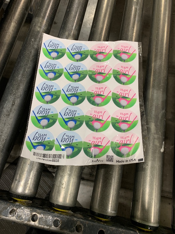 Photo 1 of 40 Team Boy Team Girl Gender Reveal Stickers, Golf Themed 2 Inch Big Round Glossy Labels, Pink and Blue Decals, Great for Baby Shower Party Favors, Tags, Games and Supplies. Made in USA