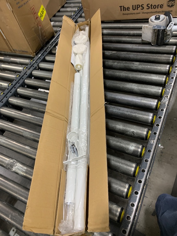 Photo 1 of White Tension Curtain Rod 51-165In, Long Adjustable Curtain Rod No Drilling for Window or Bathroom, Outdoor Curtain Rod for Patio, Easy to Install, Never Rust, Rod Diameter 1.26 Inches-White
