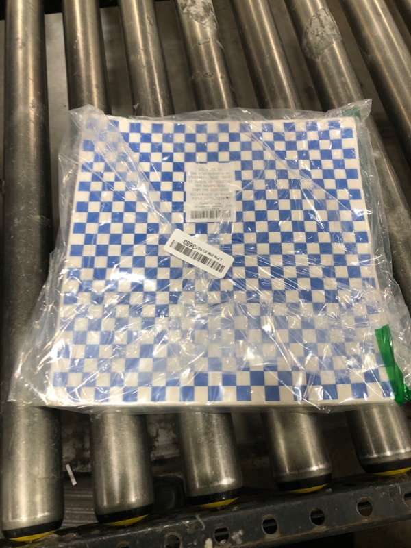 Photo 1 of 100 Sheets Blue & White Checkered Deli Paper - Grease Resistant, 11.5''x11.5''