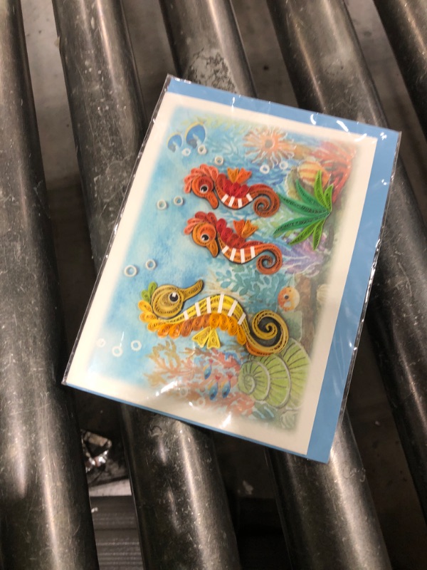 Photo 1 of TUMYBee Happy Mothers Day Card, Animal Themed, Sea Life, Cute Quilling Cards for Mom Dad Kid Wife, Father Day, 3D Artful Greeting Card with Envelope (Seahorse)