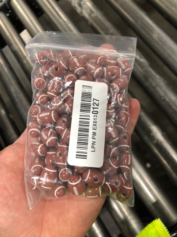 Photo 1 of 100pcs 18mm Football Beads with 5.5 Yard Elastic Rope,Acrylic Sports Beads DIY Spacer for Necklace Bracelet Keychains Handmade Jewelry Making Accessories Craft Supplies(Rugby)