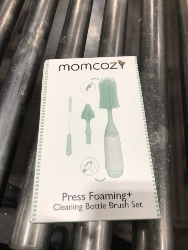 Photo 1 of Momcozy Bottle Brush Kit, Innovative Push-Press Design for Better Cleaning - Baby Bottle Cleaner Brush for Baby Bottle, Breast Pumps, Nipples, and More - Can Generate Foam for Better Cleaning, Green