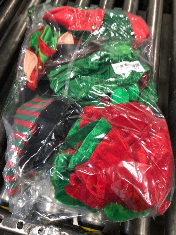 Photo 1 of AOLIUP Kids Girls Christmas Elf Costume - Santa Helper Costume Xmas Holiday Elf Dress Outfit (6-7)