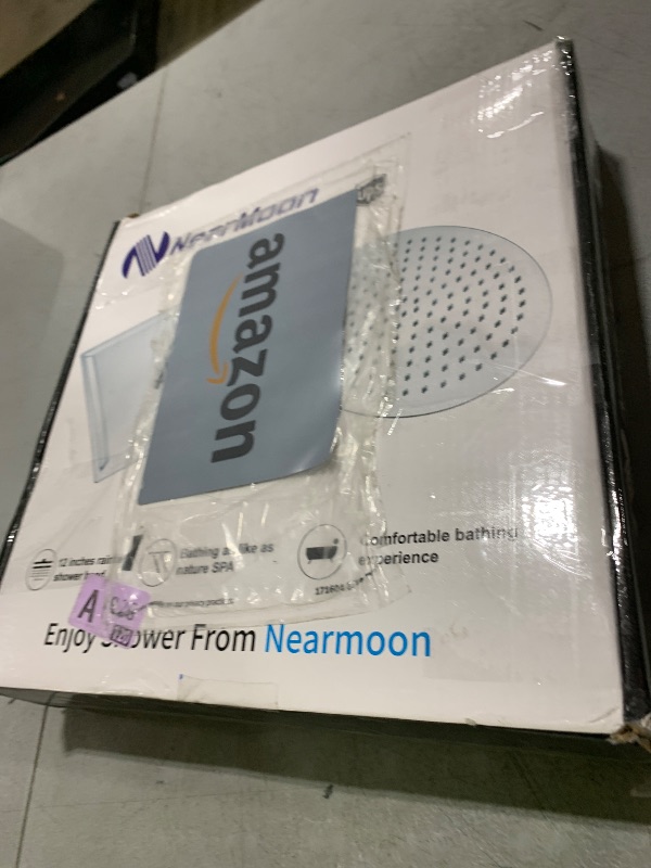 Photo 1 of NearMoon Rain Shower Head, High Flow Stainless Steel Square Rainfall Shower, Waterfall Bath Shower Body Covering, Ceiling or Wall Mount (12 Inch, Matte Black)
