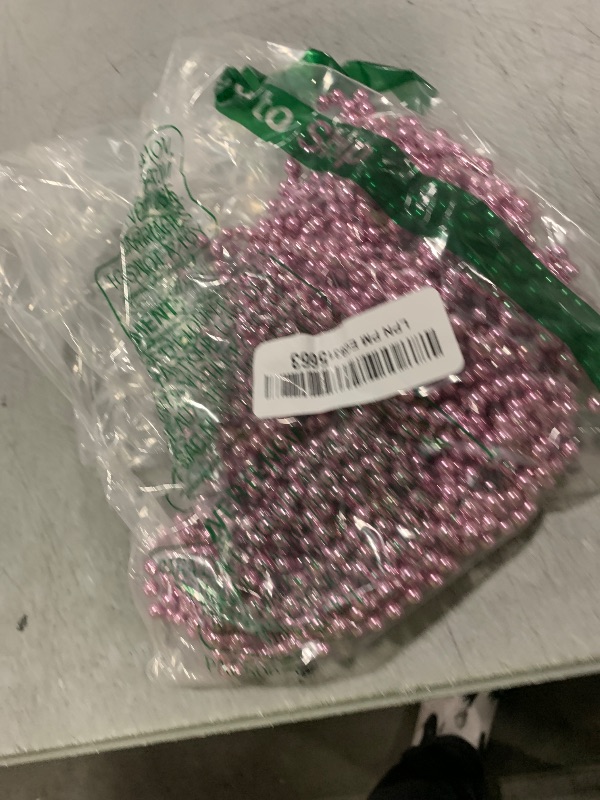 Photo 1 of SHAOQINLIN 24 PCS Pink Bead Necklaces, Pink Mardi Gras Beads, 33‘’ Round Cancer Beaded Necklace, Party Necklaces for Mardi Gras, Christmas, Valentine's Day Party Favors
