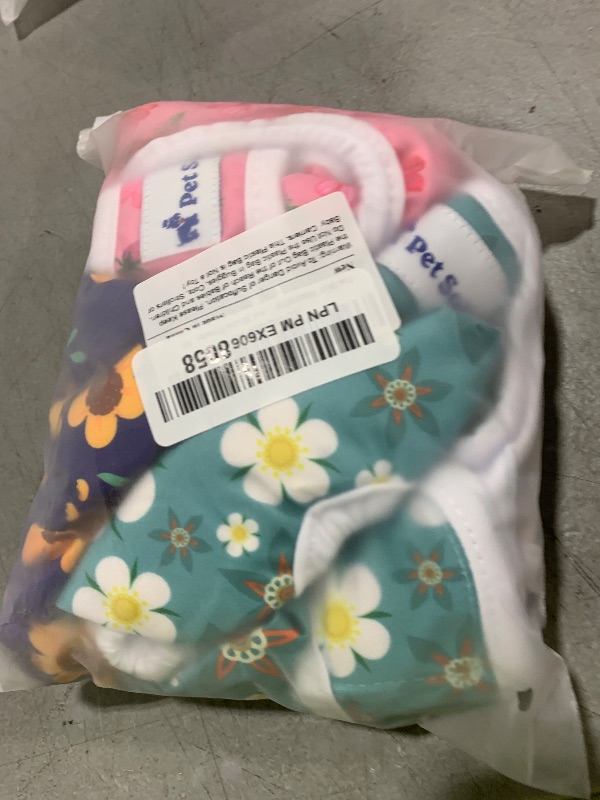 Photo 1 of Pet Soft Washable Female Diapers (3 Pack) Female Dog Diapers, Comfort Reusable Doggy Diaper for Girl Dog in Period Heat (Cute Flower, M)