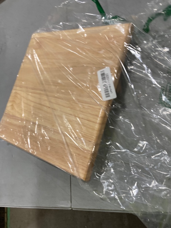 Photo 1 of Wood Butcher Block Cutting Board with Feet for Kitchen, 11.8 Inch Square Chopping Block Cutting Board with Legs for Meat Cheese Vegetables Kitchen Charcuterie, 2.6 Inches Thick