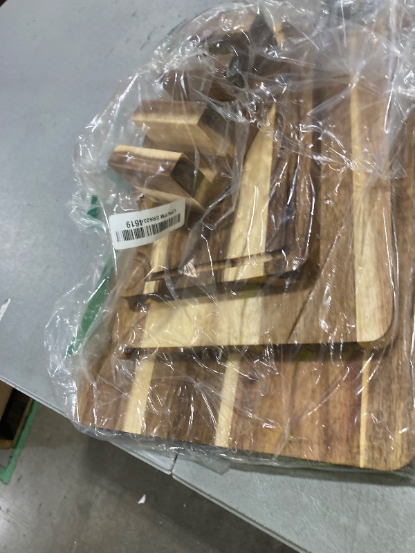 Photo 1 of Pre-Oiled, Non Toxic 3-Piece Acacia Cutting Board Set with Stand, FSC Certified Wooden Chopping Boards with Juice Grooves for Meat. 3 Size Wood Carving Boards for Home & BBQ Kitchens by Deer & Oak