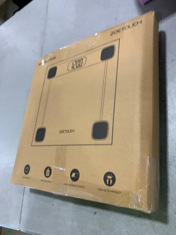 Photo 1 of ZOETOUCH Scale for Body Weight Digital Bathroom Scale Accurate Weighing Machine for People, High Precision Bath Scale, Step On, Tempered Glass LCD Display Batteries and Tape Measure Included, 400lbs