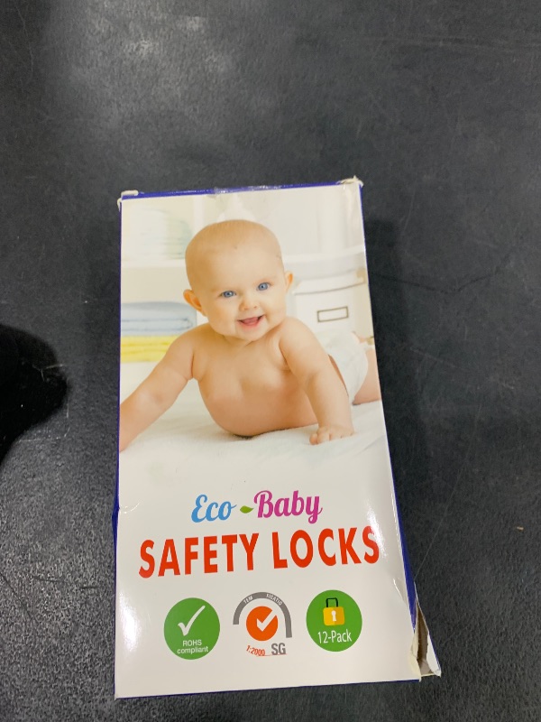 Photo 1 of Eco-Baby Safety Cabinet Proofing for Babies - 3M Adhesive Baby Proofing Straps, Refrigerator Lock Straps, Child Proof Locks for Cabinet, Toilet Seat, Cupboard,Door with Easy Installation (12 Pack)