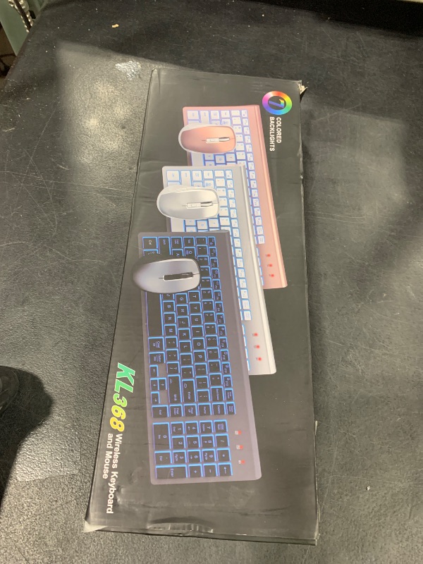 Photo 1 of SABLUTE Wireless Keyboard and Mouse Combo Backlit - Compact Quiet Keyboard with RGB Mouse, Rechargeable, Slim, Sleep Mode, Portable Cordless Keyboard Mouse Set for Mac, Windows, Laptop (Space Gray)