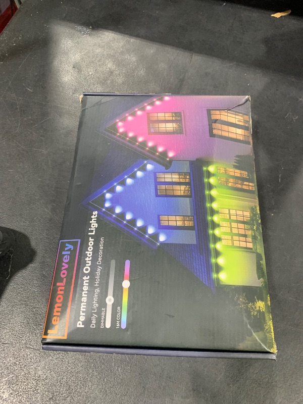 Photo 1 of lemonlovely Smart Permanent Outdoor Lights, RGB+IC Outdoor Lights for House, 100ft with 50 LED, IP67 Waterproof LED Lights for Halloween Decorations, Work with Remote, APP