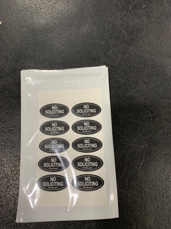 Photo 1 of HMDZMR Small No Soliciting Sign for House 20Pcs Tiny Size No Solicitation Stickers for Home Office Ring Doorbell (1.2x0.6 inches)