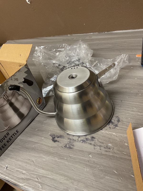 Photo 1 of Pour Over Kettle for Manual Drip Coffee and Tea with Thermometer 28oz Gooseneck Kettle with Flow Control Stainless Steel Water Kettle for Stovetop,800ml,4 Cup,Silver,1Pack