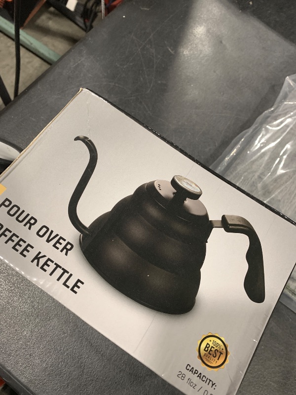 Photo 1 of Pour Over Kettle for Manual Drip Coffee and Tea with Thermometer 28oz Gooseneck Kettle with Flow Control Stainless Steel Water Kettle for Stovetop,800ml,4 Cup,Silver,1Pack