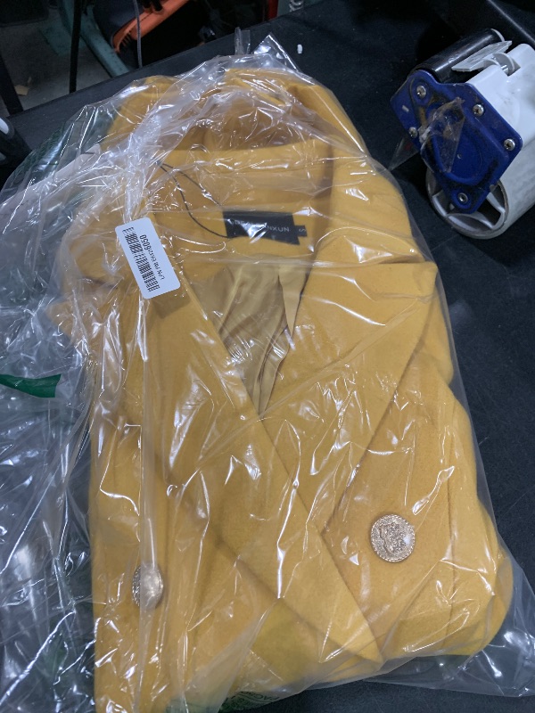 Photo 1 of IDEALSANXUN Peacoat Womens Coat Fall Fashion 2025 Winter Wool Coats for Women Double Breasted Long Blazer Trench Coat, Yellow, S