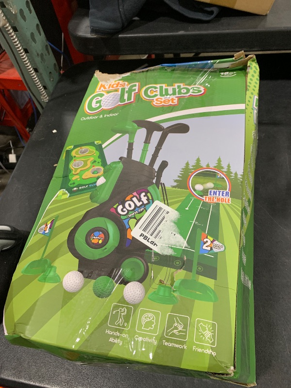 Photo 1 of Liberry Toddler Golf Set for Age 2 3 4 5 Boys Girls, Upgraded Kids Golf Cart with Putting Mat & Cornhole Board, Outdoor Indoor Sports Toys for Birthday, Black