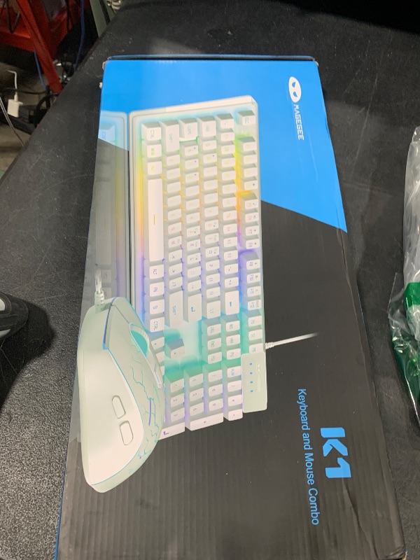 Photo 1 of Gaming Keyboard and Mouse Combo, K1 RGB LED Backlit Keyboard with 104 Key for PC/Laptop(White)