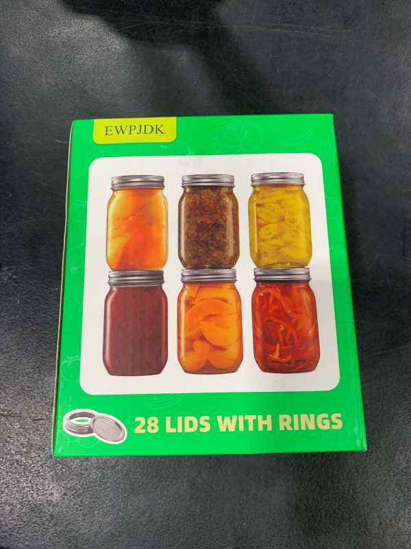 Photo 1 of EWPJDK 56PCS Canning Lids with Rings For Mason Regular Mouth, Jars Lids With Rings/Bands Mason Jars For Canning Food Fruits DIY Food Grade Material(70mm, 28Lids + 28Rings for Regular Mouth Jar)