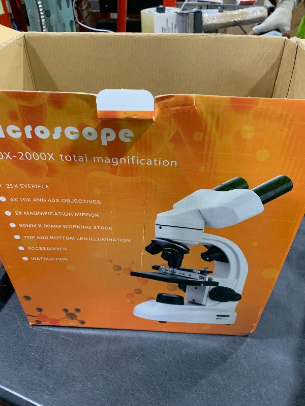 Photo 1 of Compound Binocular Microscope for Kids & Students, 40X-2000X Magnification, Microscope Kit with Slides & Specimens, Lab Equipment for School Biology Class & Home Science Experiments