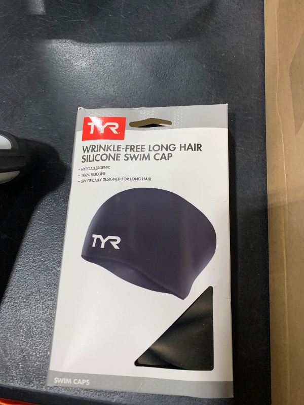 Photo 1 of TYR Adult Long Hair Silicone Wrinkle Free Swim Cap for Braids, Dreadlocks, Streamlined Swim, Hair Protection