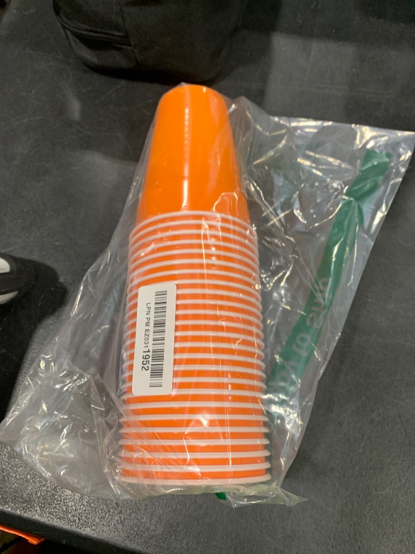 Photo 1 of Hefty Party On Disposable Plastic Cups, Assorted, 16 Ounce, 25 count orange 