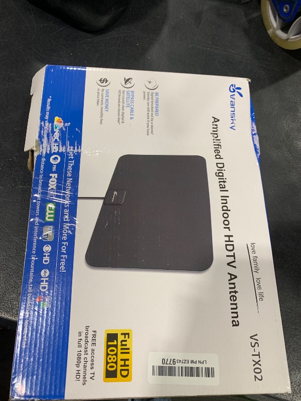 Photo 1 of TV Antenna Indoor, Digital Amplified Indoor HDTV Antenna, 1080p VHF UHF Television Local Channels Detachable Signal Amplifier and 16.5ft Long Coax Cable